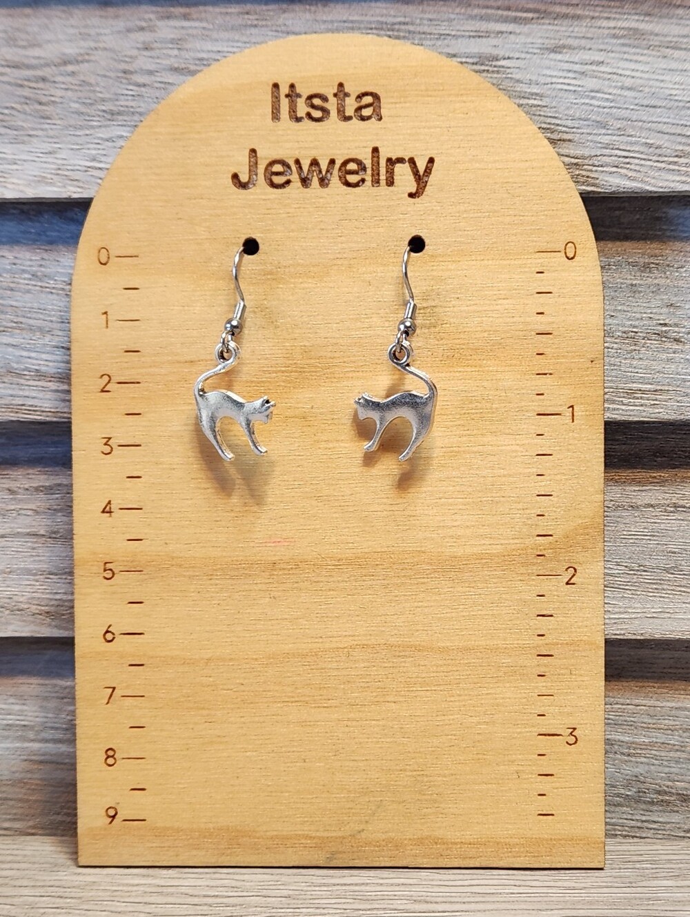 Cat Charm Earrings On Stainless Steel French Earwires  A12